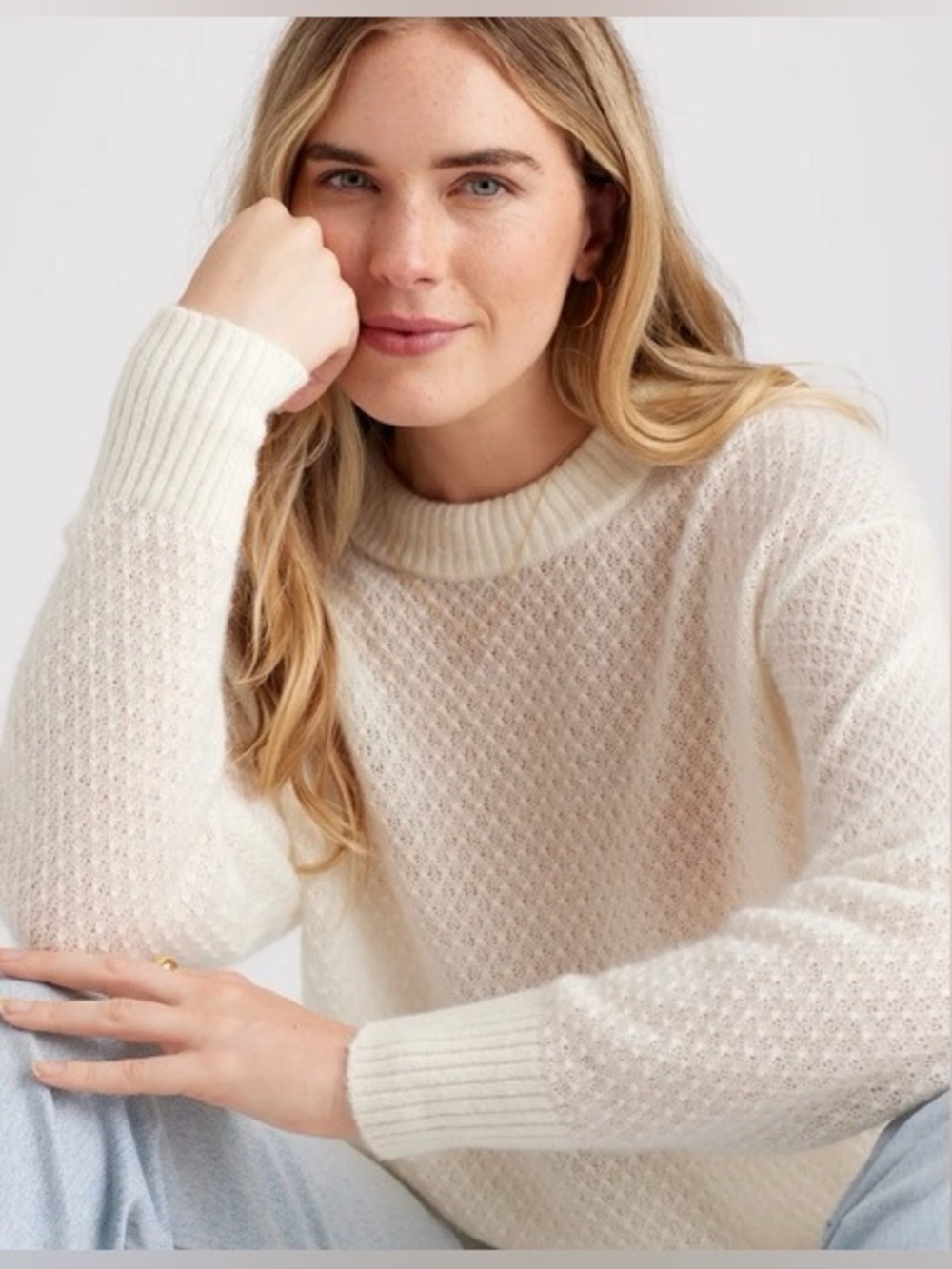 Quince Baby Alpaca-Wool Diamond Stitch Crew NWT Size XL